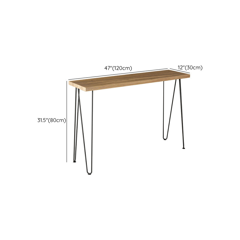 Modern Brown Wooden Bar Table Rectangle Dining Table for Kitchen Living Room Coffee Room