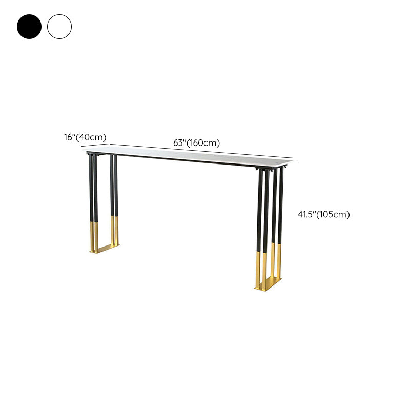 Glam Sintered Stone Bar Table Metal Base Bar Table for Kitchen Living Room