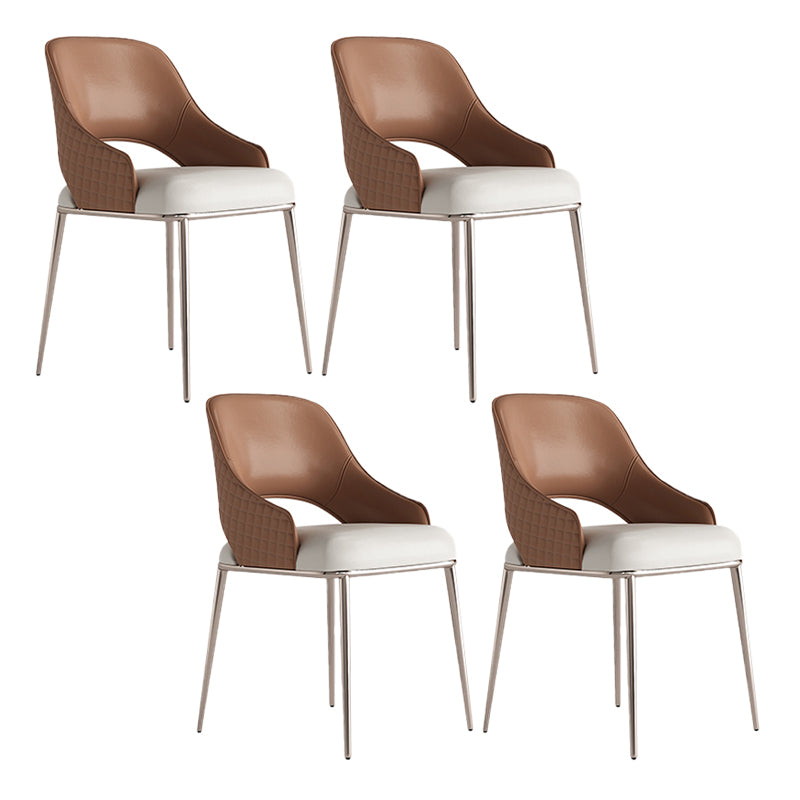 Glam Faux Leather Dining Chair Indoor Arm Chair with Upholstered