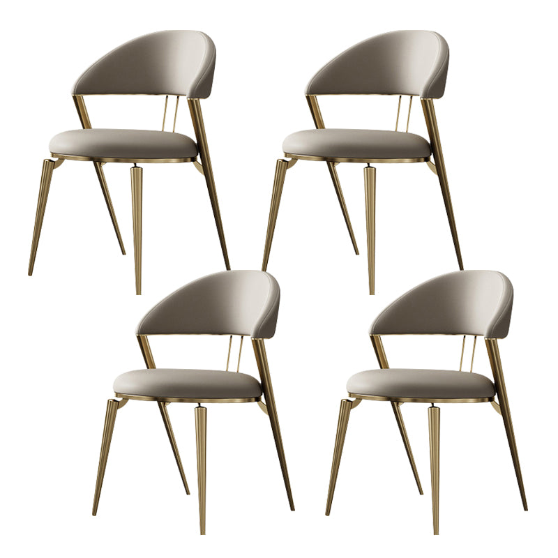 Glam Open Back Chair Home Dining Room Metal Armless Dining Chair