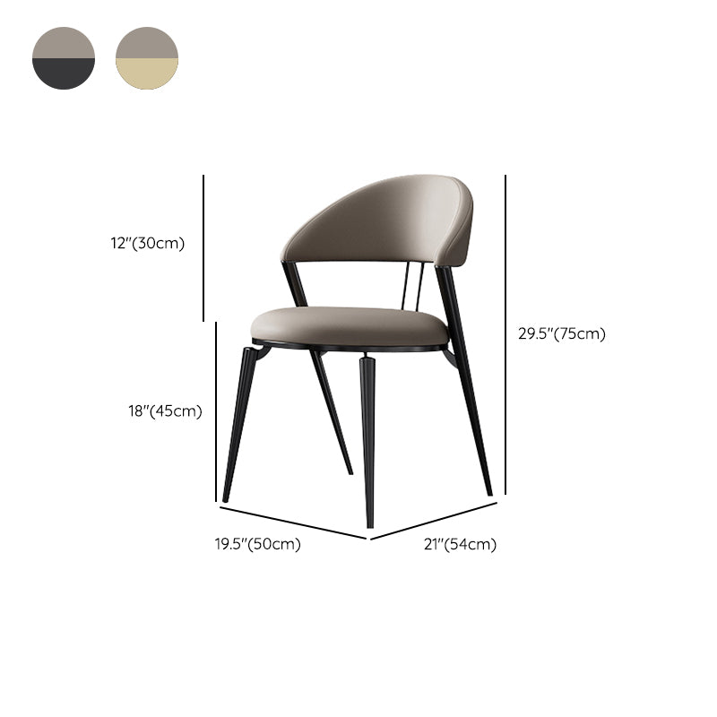 Glam Open Back Chair Home Dining Room Metal Armless Dining Chair