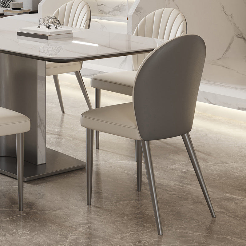 Contemporary Side Chair Metal Solid Back Dining Room Chair for Indoor