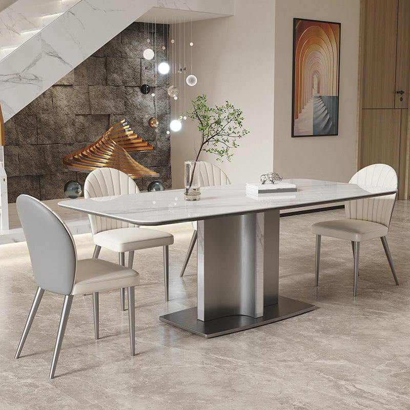 Contemporary Side Chair Metal Solid Back Dining Room Chair for Indoor