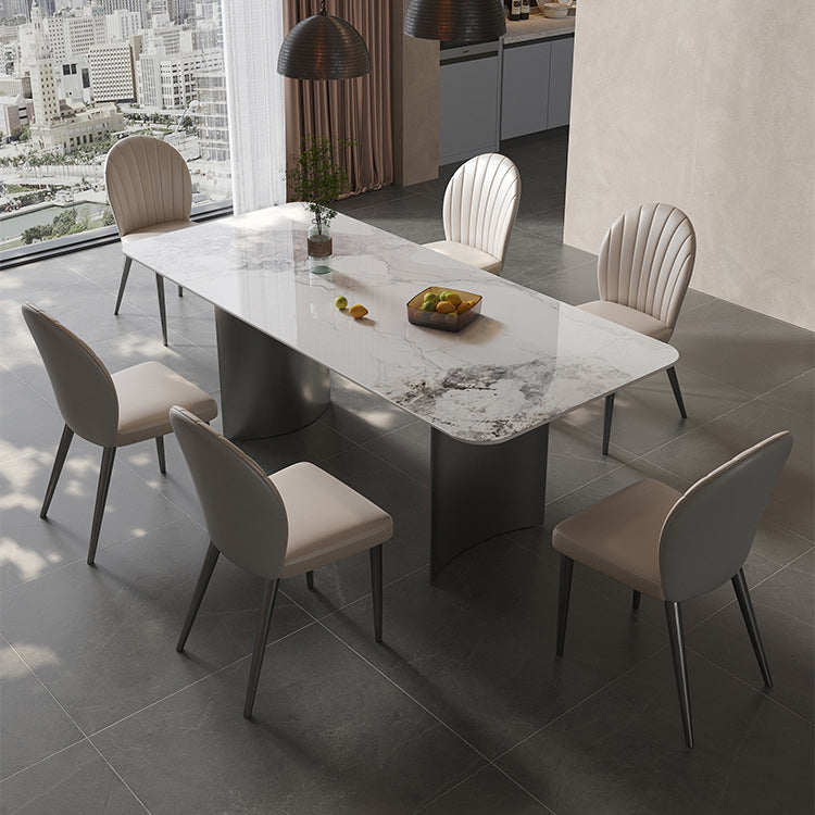 Contemporary Side Chair Metal Solid Back Dining Room Chair for Indoor