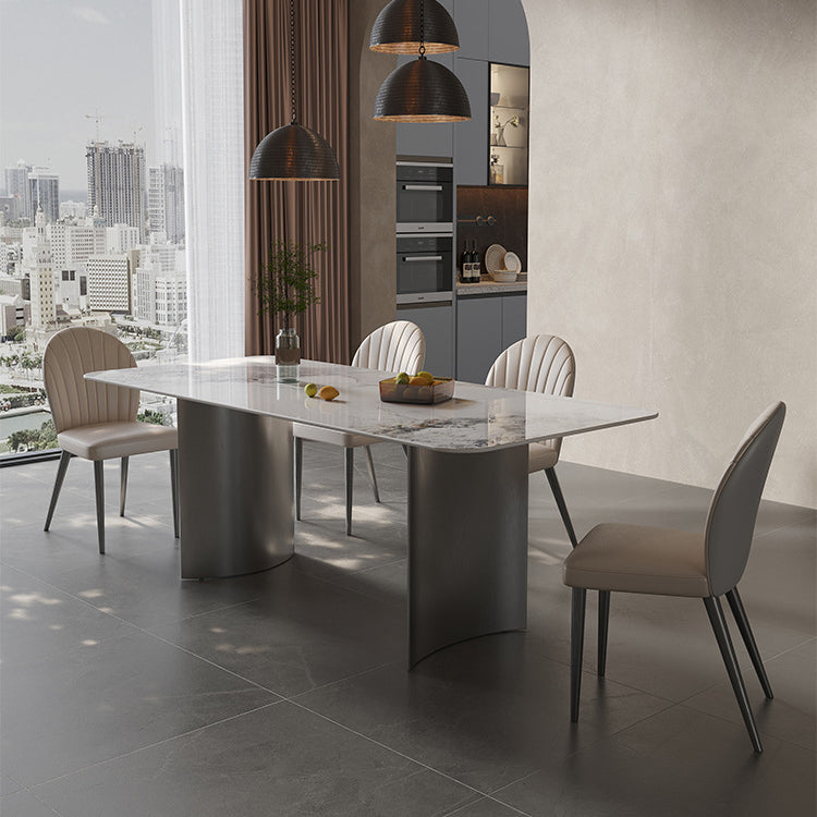 Contemporary Side Chair Metal Solid Back Dining Room Chair for Indoor
