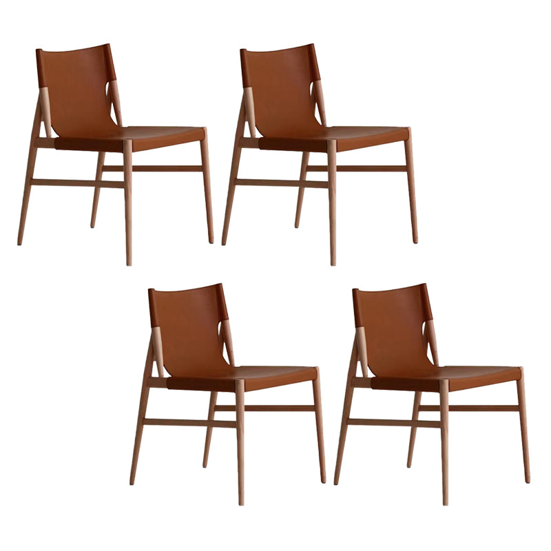 Contemporary Side Chair Wood Solid Back Dining Room Chair for Indoor