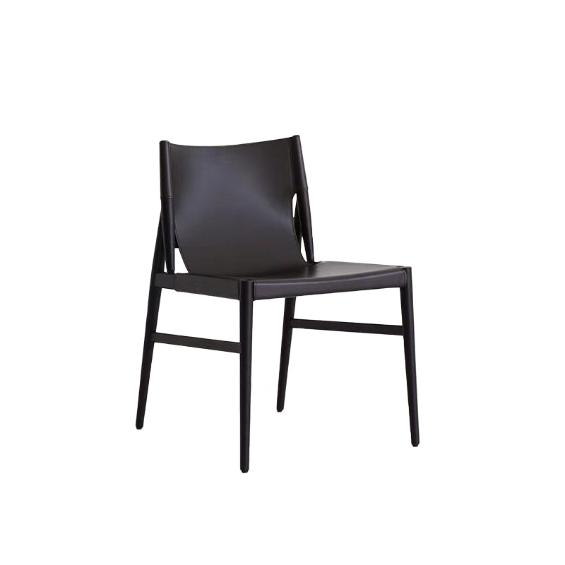 Contemporary Side Chair Wood Solid Back Dining Room Chair for Indoor