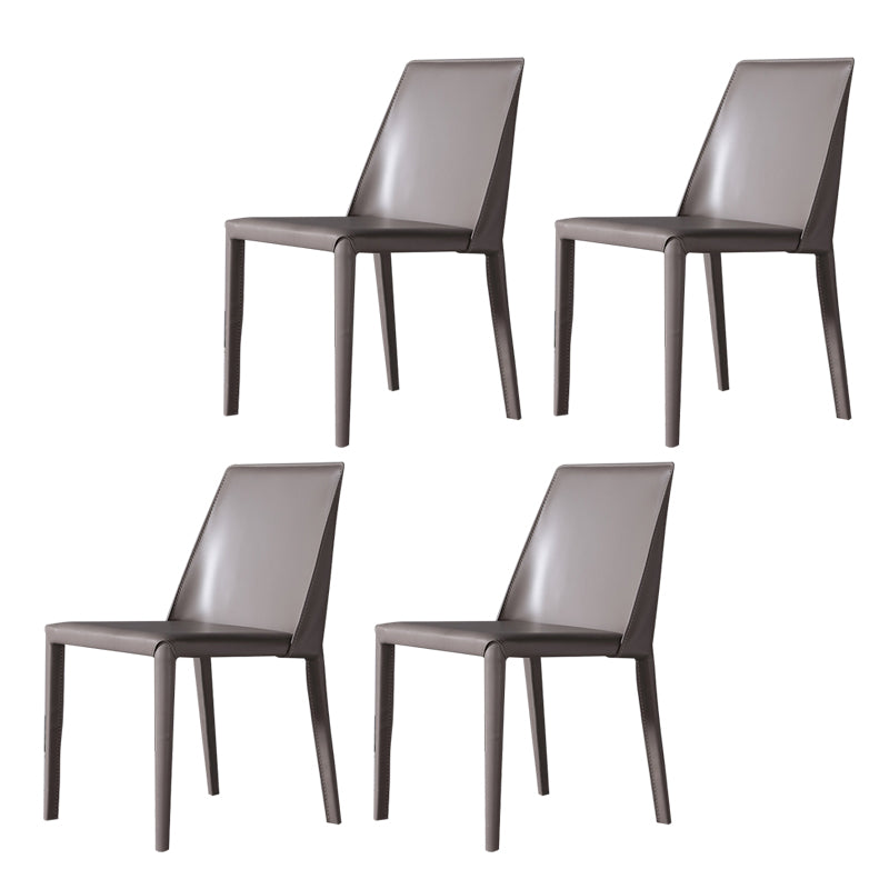 Contemporary Chair Faux Leather Solid Back Dining Room Chair for Indoor