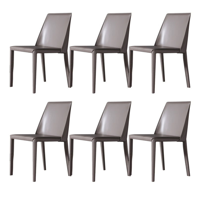 Contemporary Chair Faux Leather Solid Back Dining Room Chair for Indoor