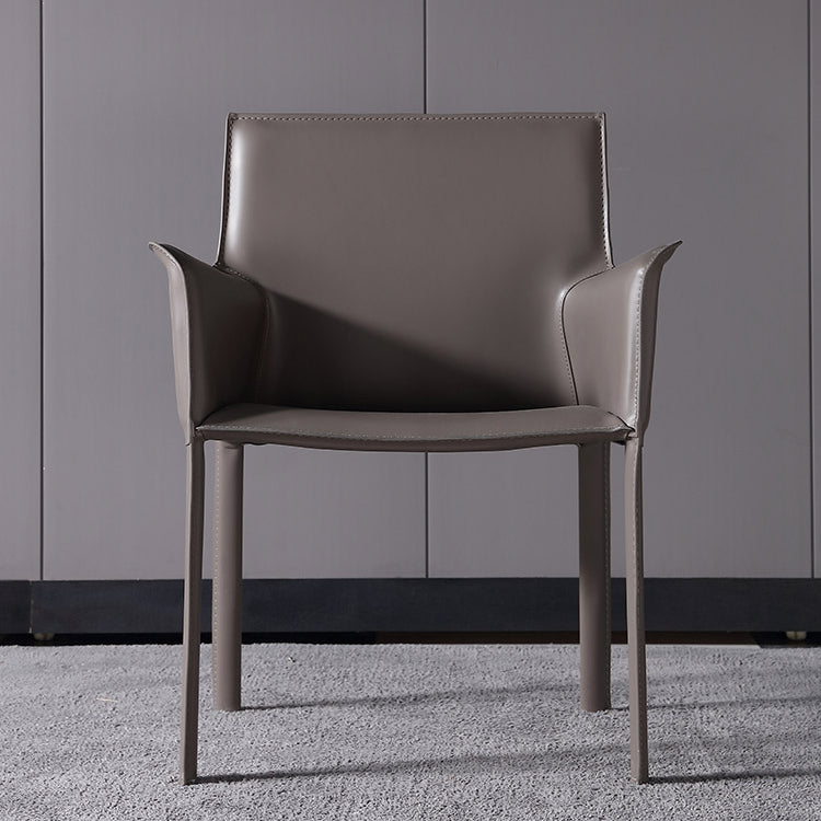 Contemporary Chair Faux Leather Solid Back Dining Room Chair for Indoor