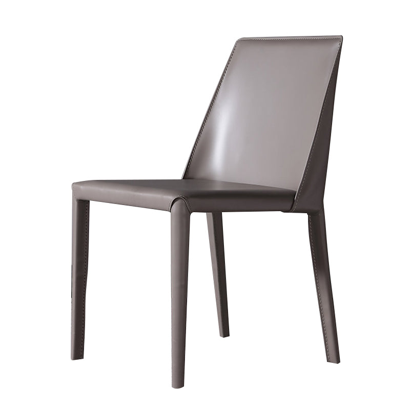 Contemporary Chair Faux Leather Solid Back Dining Room Chair for Indoor