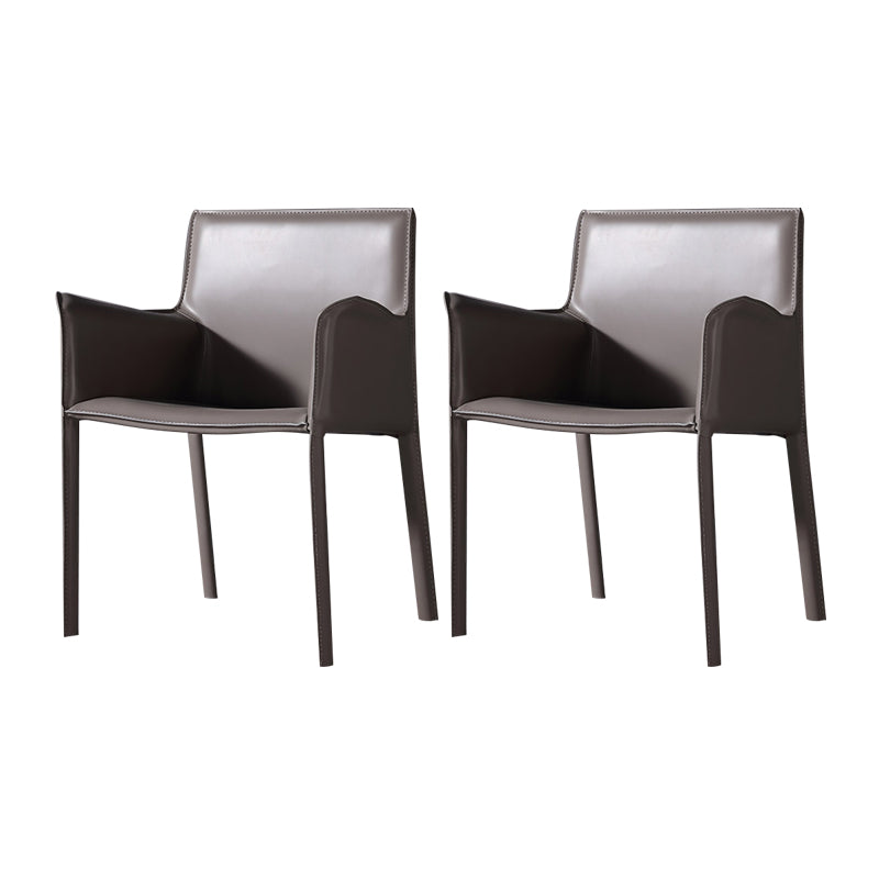 Contemporary Chair Faux Leather Solid Back Dining Room Chair for Indoor