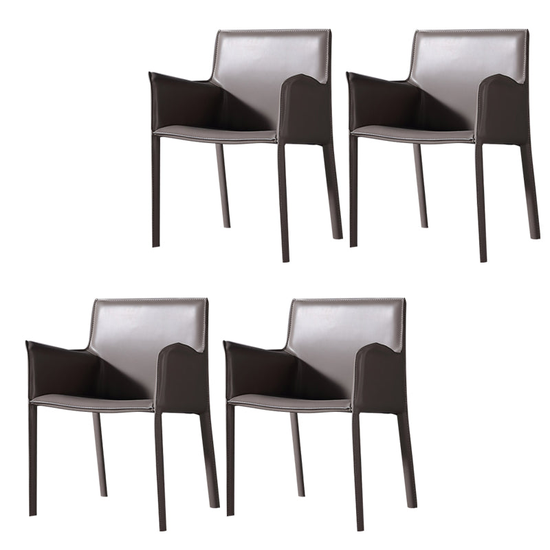 Contemporary Chair Faux Leather Solid Back Dining Room Chair for Indoor