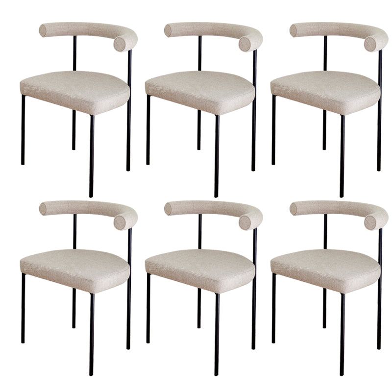 Modern Dining Side Chair Upholstered Armless Dining Chairs with Black Legs