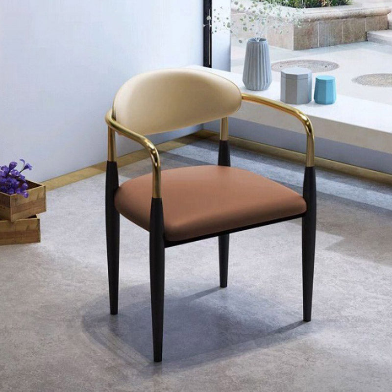 Faux Leather Dining Side Chair Open Back Dining Side Chair for Home