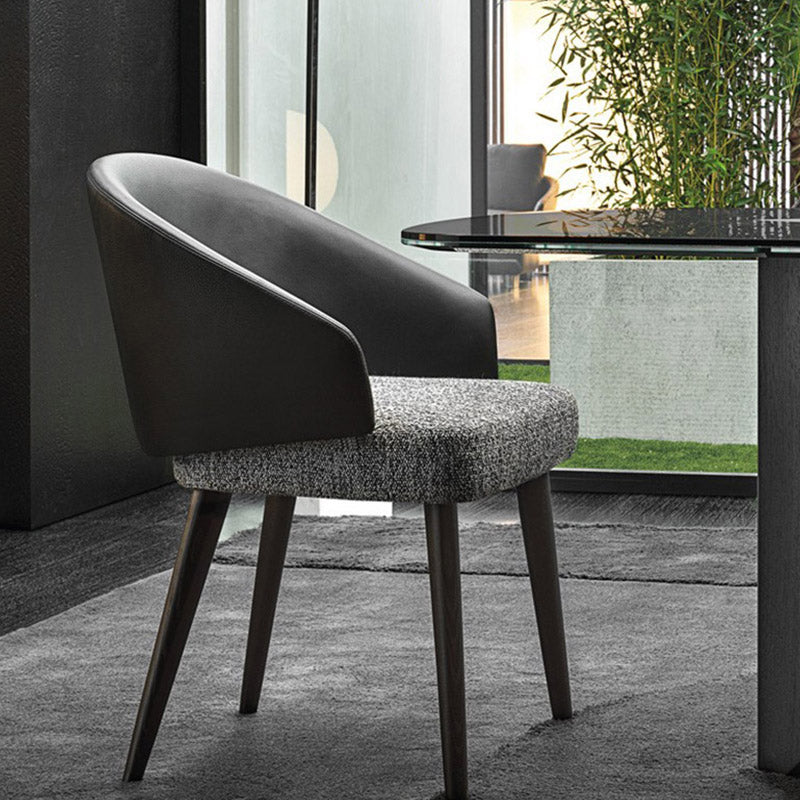 Contemporary Arm Chair Faux Leather Solid Back Dining Room Chair for Indoor