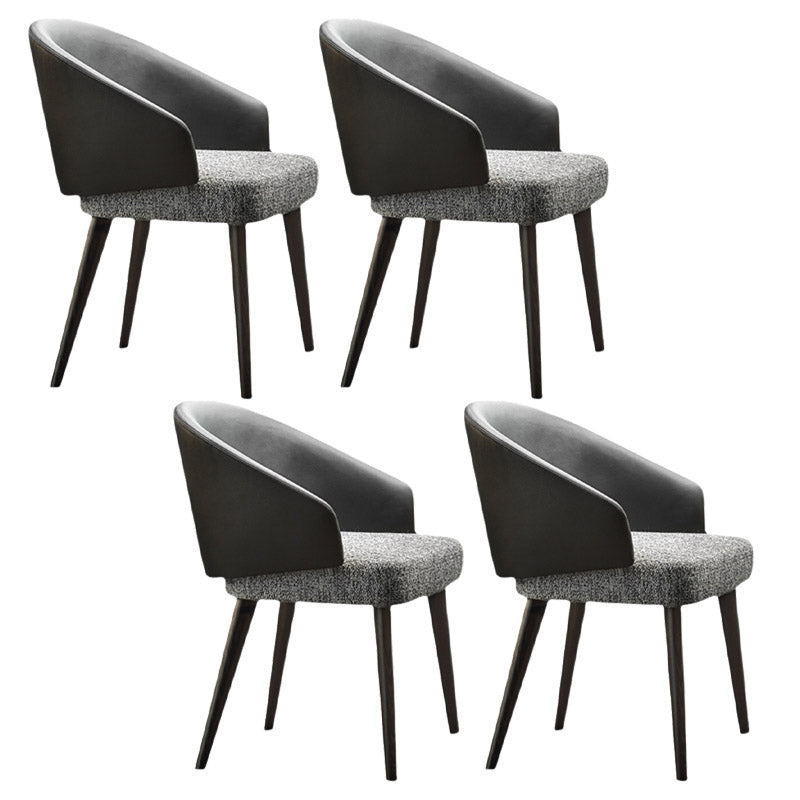 Contemporary Arm Chair Faux Leather Solid Back Dining Room Chair for Indoor