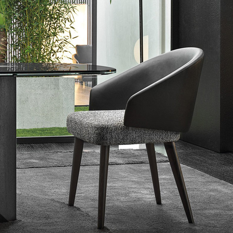 Contemporary Arm Chair Faux Leather Solid Back Dining Room Chair for Indoor