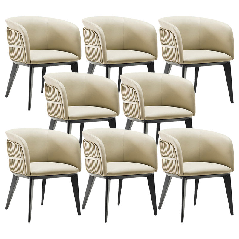 Contemporary Arm Chair Faux Leather Solid Back Dining Room Chair for Home