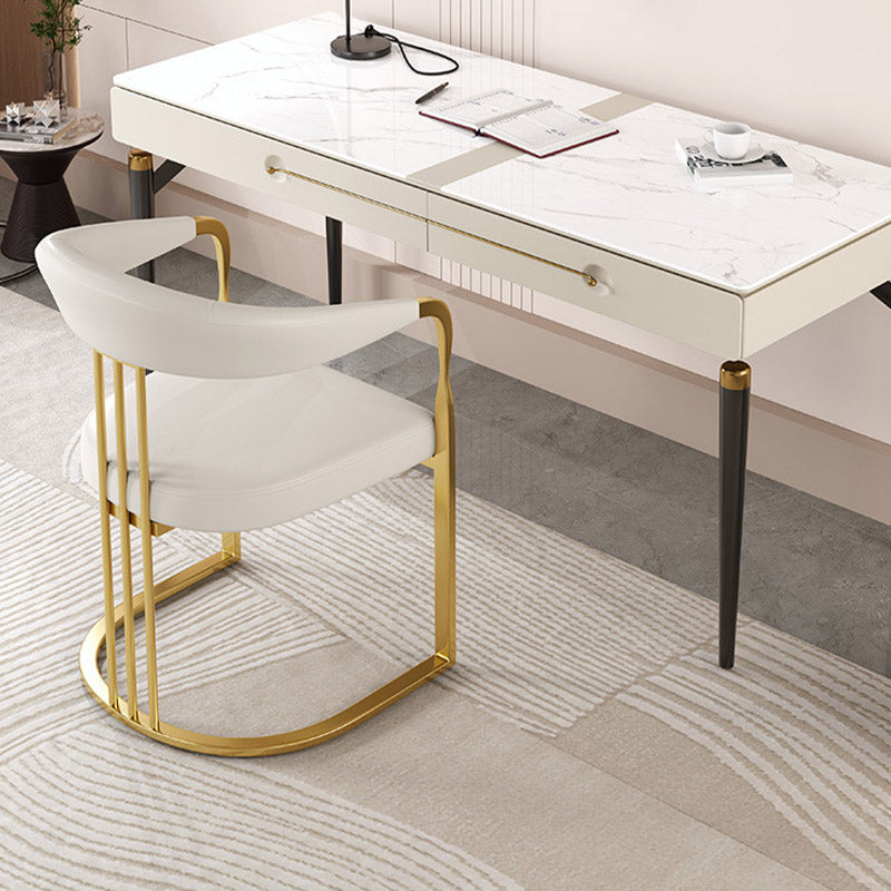 Glam Style Side Chair Metal Slat Back Dining Room Chair for Indoor