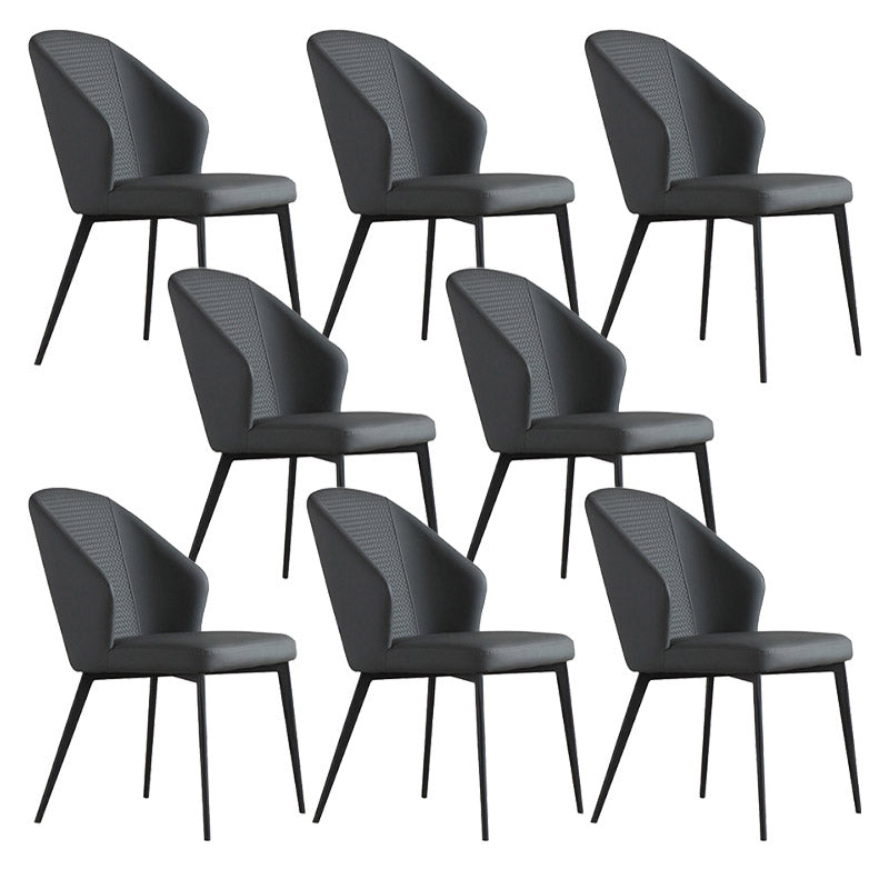 Contemporary Arm Chair Solid Back Metal Dining Room Chair for Indoor