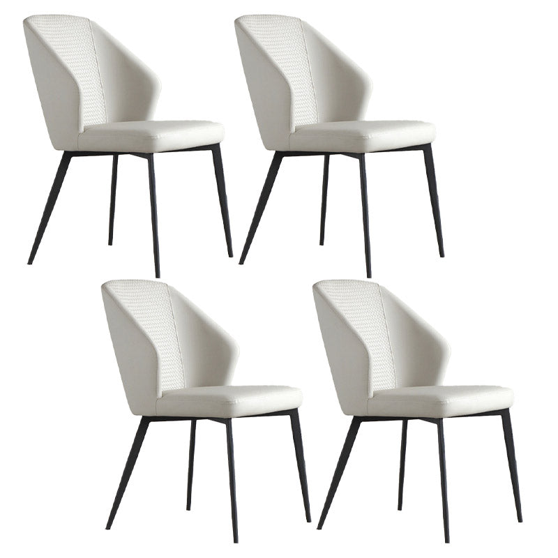 Contemporary Arm Chair Solid Back Metal Dining Room Chair for Indoor