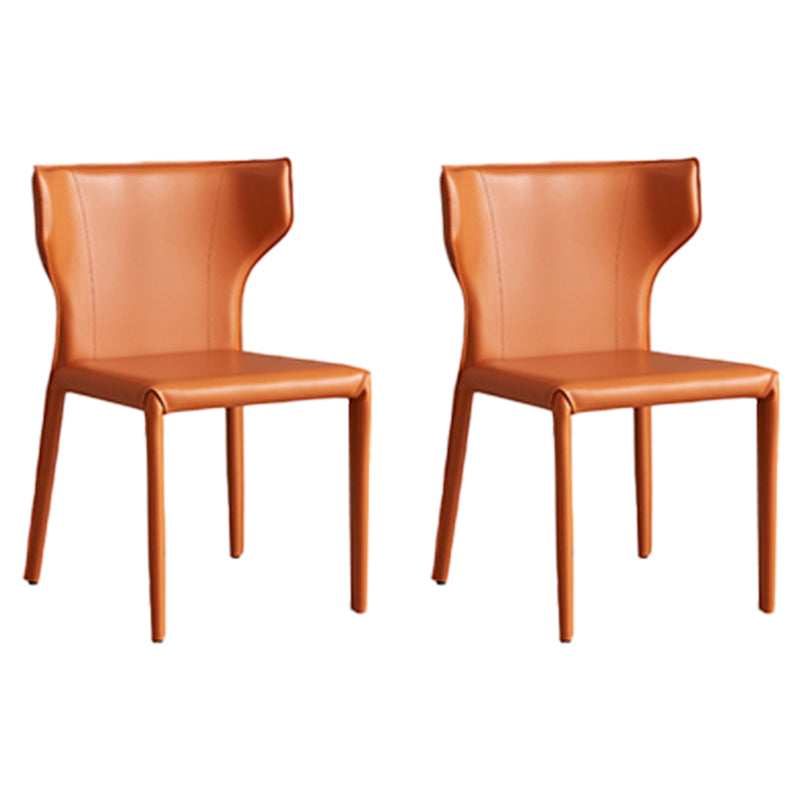 Contemporary Side Chair Solid Back Faux Leather Dining Room Chair for Indoor