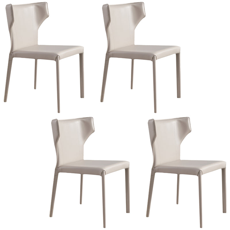 Contemporary Side Chair Solid Back Faux Leather Dining Room Chair for Indoor