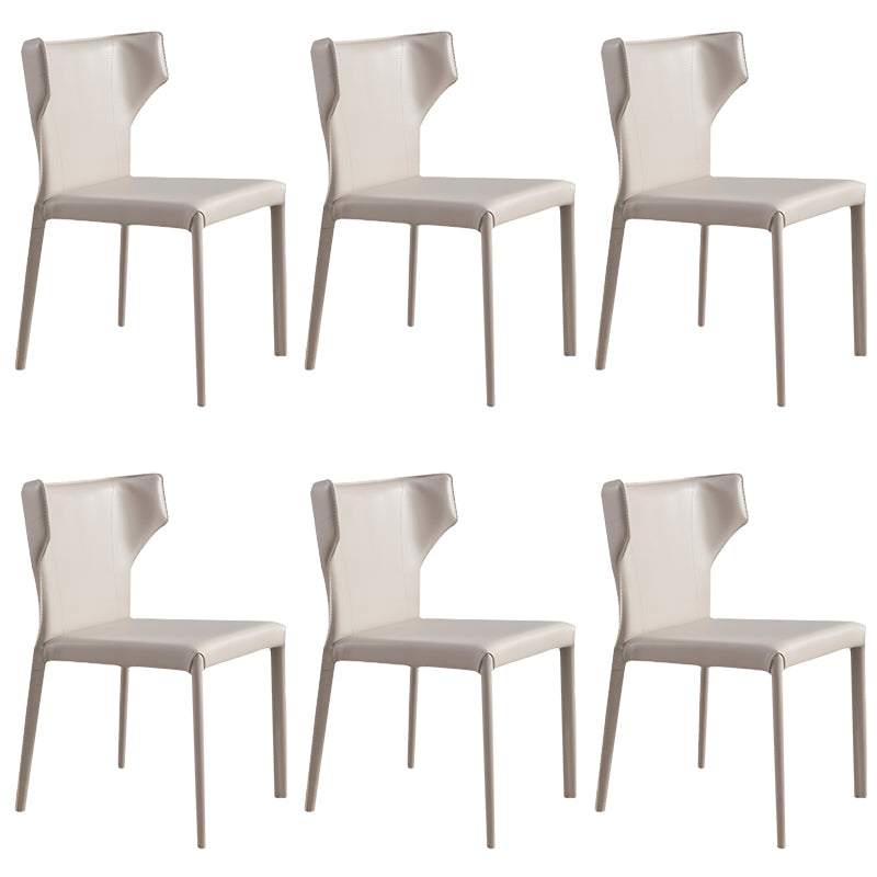 Contemporary Side Chair Solid Back Faux Leather Dining Room Chair for Indoor