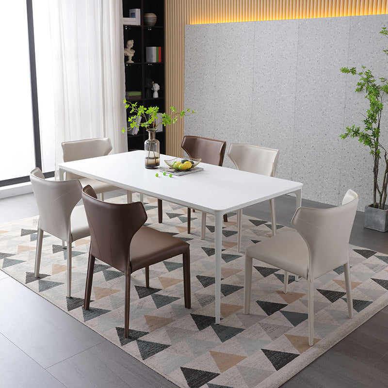 Contemporary Side Chair Solid Back Faux Leather Dining Room Chair for Indoor