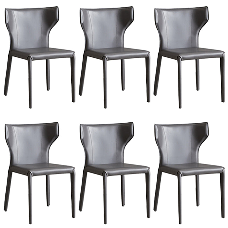 Contemporary Side Chair Solid Back Faux Leather Dining Room Chair for Indoor