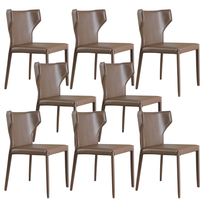 Contemporary Side Chair Solid Back Faux Leather Dining Room Chair for Indoor