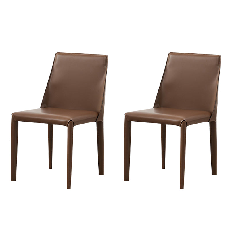 Contemporary Side Chair Faux Leather Solid Back Dining Room Chair for Indoor