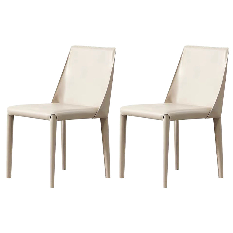 Contemporary Side Chair Faux Leather Solid Back Dining Room Chair for Indoor