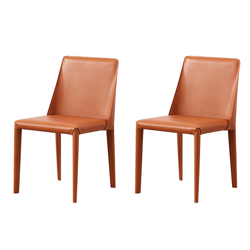 Contemporary Side Chair Faux Leather Solid Back Dining Room Chair for Indoor