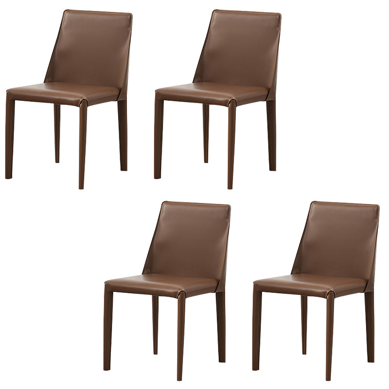 Contemporary Side Chair Faux Leather Solid Back Dining Room Chair for Indoor