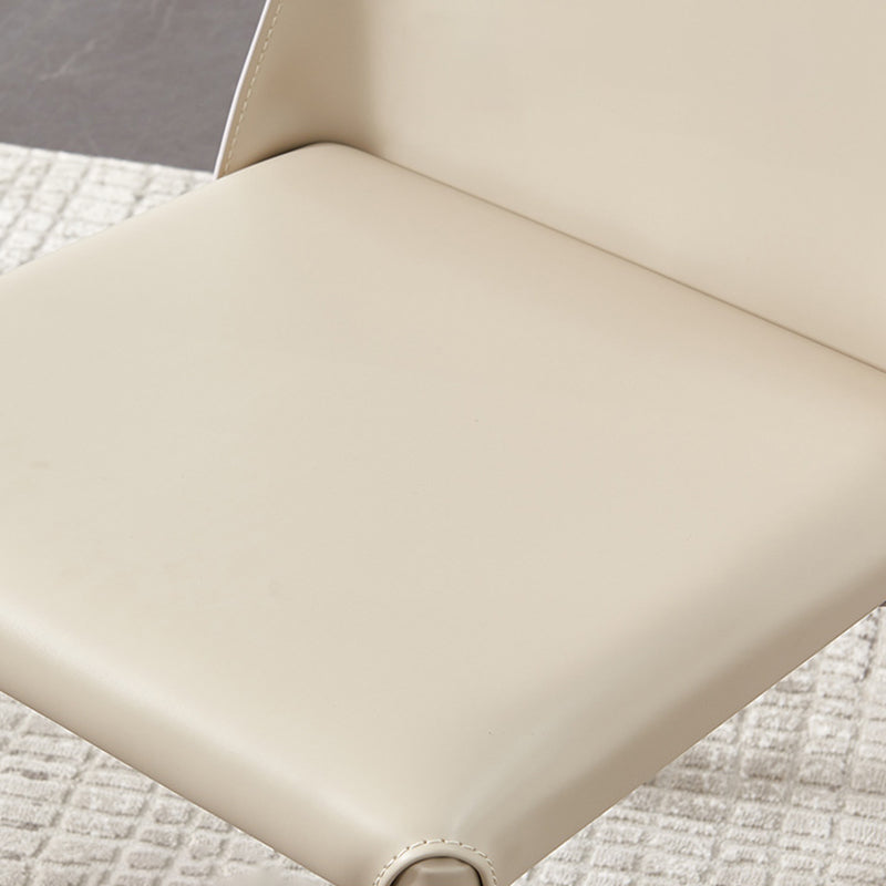Contemporary Side Chair Faux Leather Solid Back Dining Room Chair for Indoor