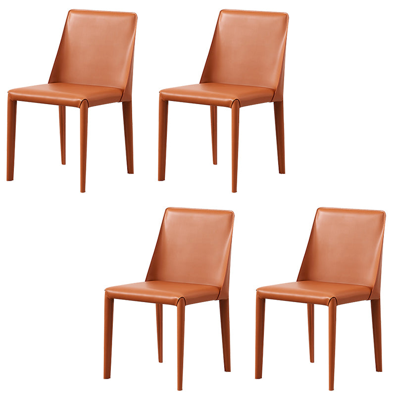 Contemporary Side Chair Faux Leather Solid Back Dining Room Chair for Indoor