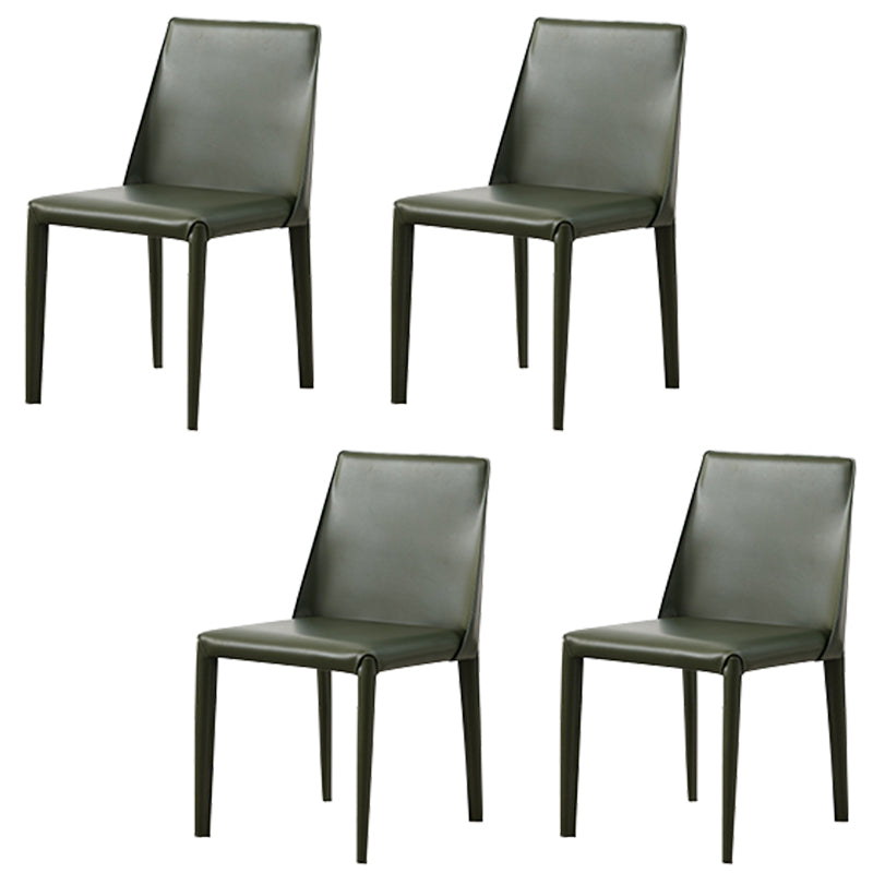 Contemporary Side Chair Faux Leather Solid Back Dining Room Chair for Indoor