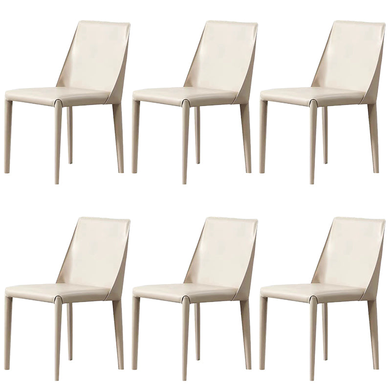 Contemporary Side Chair Faux Leather Solid Back Dining Room Chair for Indoor