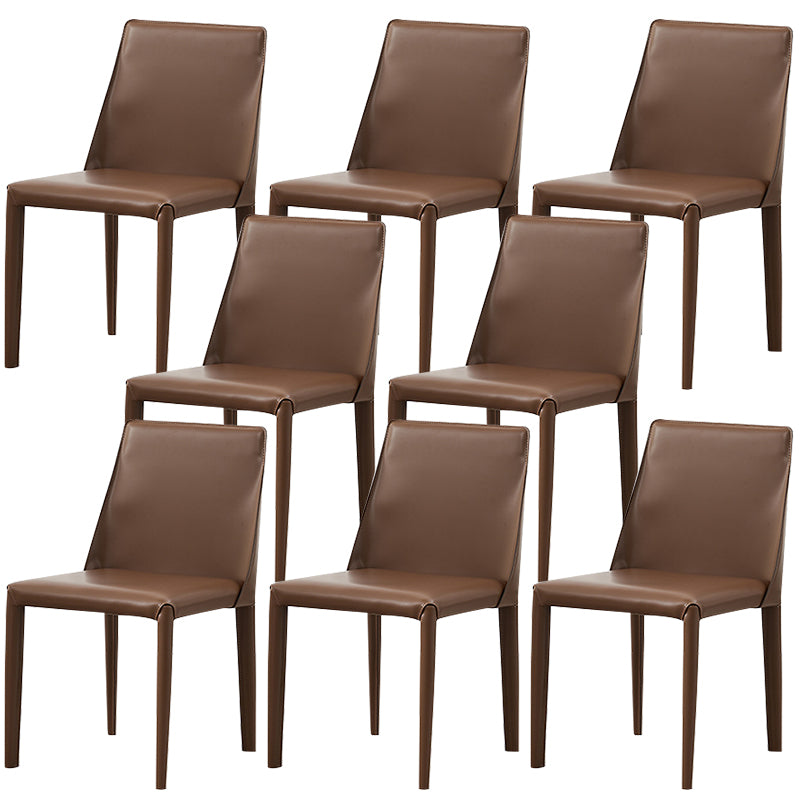 Contemporary Side Chair Faux Leather Solid Back Dining Room Chair for Indoor