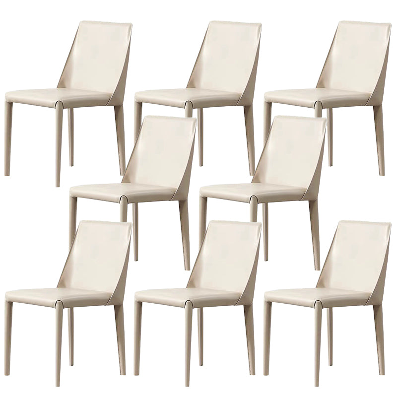 Contemporary Side Chair Faux Leather Solid Back Dining Room Chair for Indoor