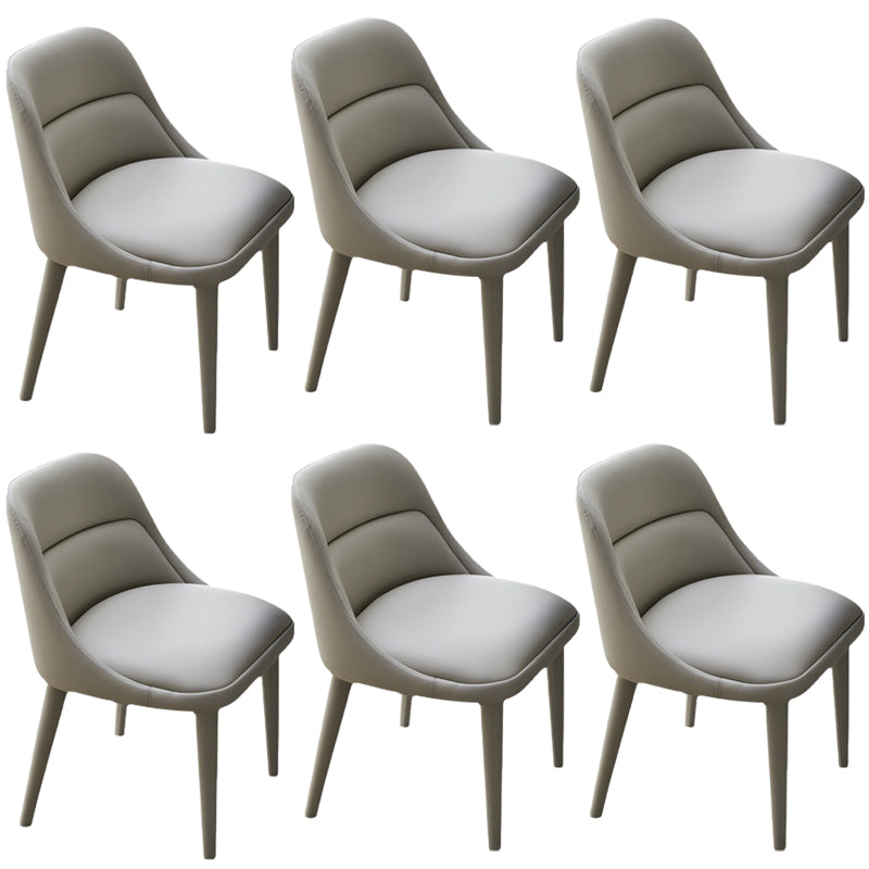 Modern Arm Chair Faux Leather Solid Back Dining Room Chair for Home