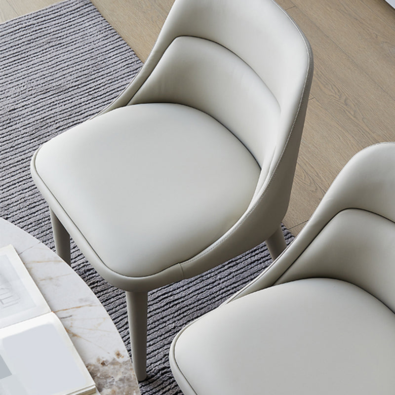 Modern Arm Chair Faux Leather Solid Back Dining Room Chair for Home