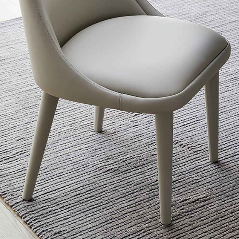 Modern Arm Chair Faux Leather Solid Back Dining Room Chair for Home