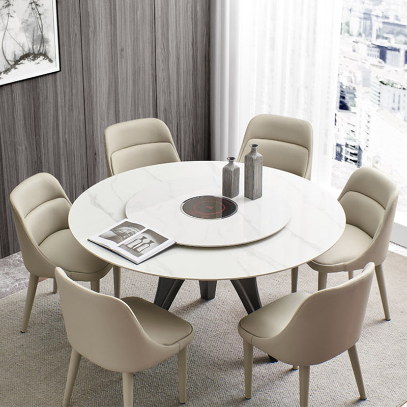 Modern Arm Chair Faux Leather Solid Back Dining Room Chair for Home