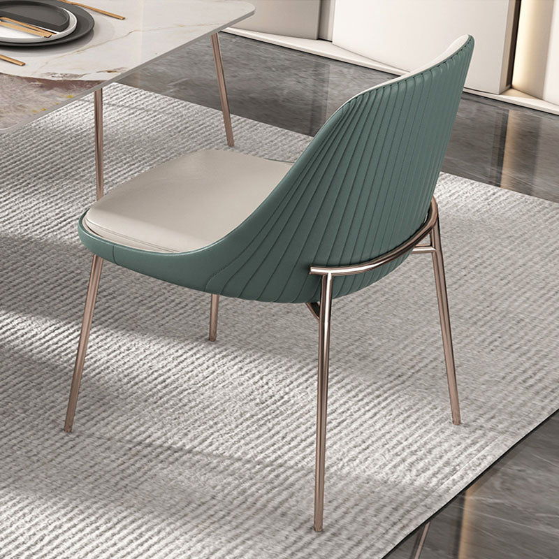 Glam Side Chair Metal Solid Back Dining Room Chair for Indoor