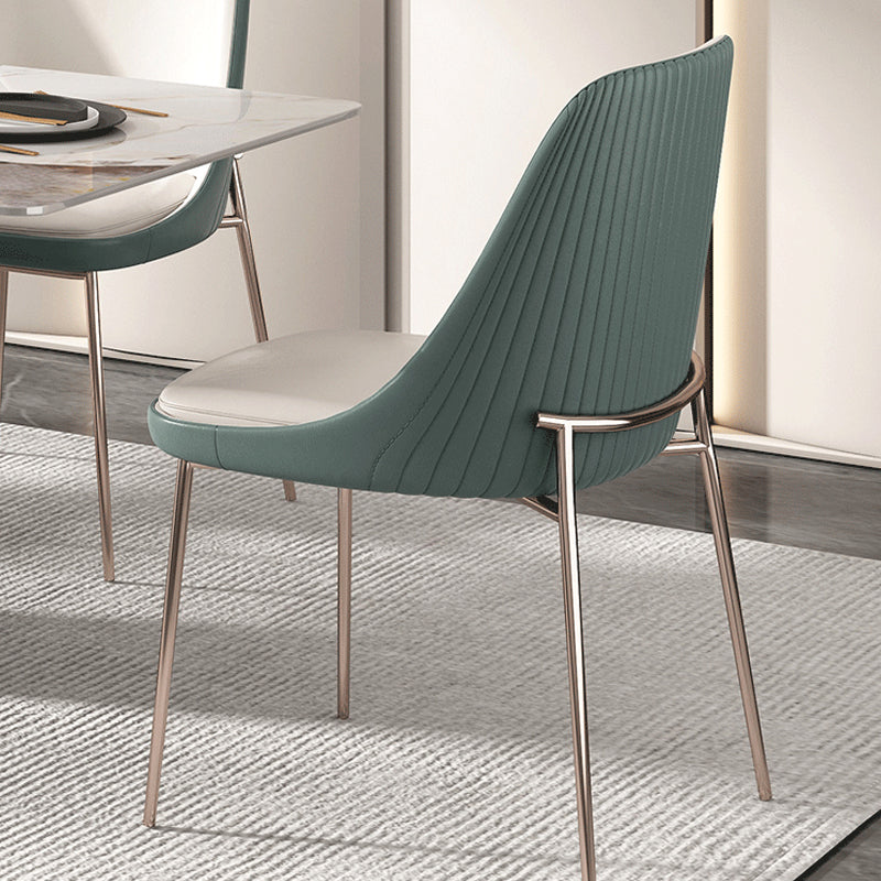 Glam Side Chair Metal Solid Back Dining Room Chair for Indoor