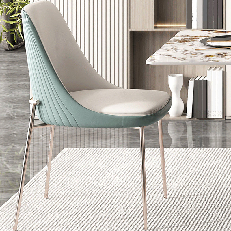 Glam Side Chair Metal Solid Back Dining Room Chair for Indoor