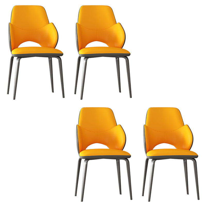 Modern Arm Chair Faux Leather Open Back Dining Room Chair for Kitchen